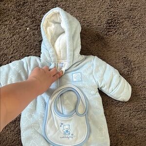 Light Blue Baby warm suit with Bib